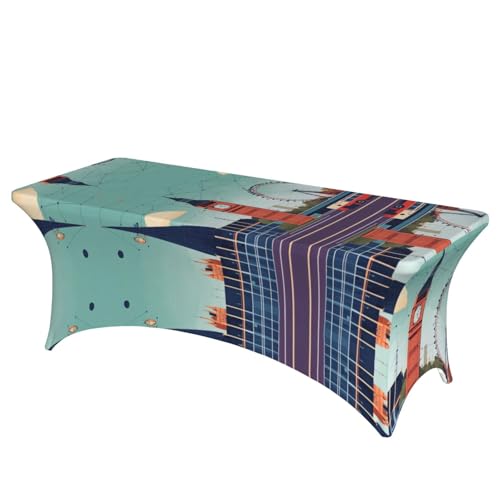 Housse de table rectangulaire extensible 1,8m nappe stretch spandex imprimé