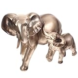 VILLCASE Estatua de Elefante de Resina Vintage Decoración Hogar Oficina Elegante Figura Animal Adornos Compactos Color Bronce Pequeño