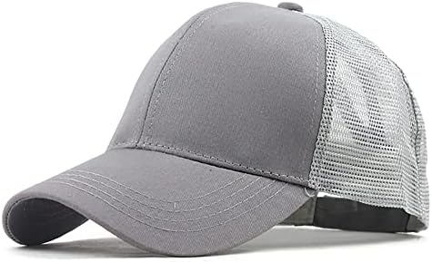 YULOONG Womens Baseball Cap Half Mesh Messy Bun Ponytail Vintage Denim Ponycaps Adjustable Cotton Summer Sun Hat Polo Style Classic Sports Casual Peaked Cap