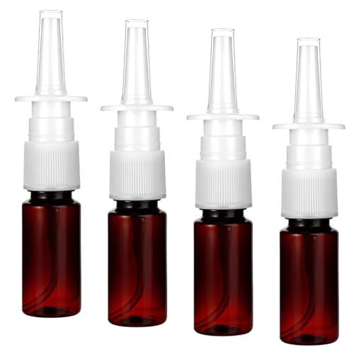 CATOR 4 Piezas 30 ml Botellas de Aerosol Nasal, Plástico Botella de Spray Nasal, Vacía Botellas de Pulverizador con Embudo, Aspersores para Aceite Esencial Salino - ámbar