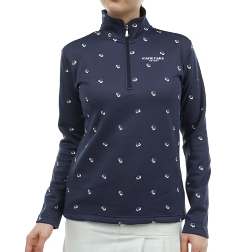 【レディース】マリ・クレール 長袖 ハーフジップ ハイネックシャツ 小花柄 裏シャギー 733-502 ゴルフウェア 2023年秋冬モデル marie claire マリクレール 秋冬ウェア 女性用
