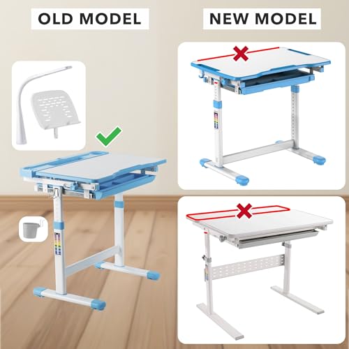 Image of Mount-It! Accessory Kit for Height Adjustable Kids-Desk | Includes LED-Lamp, Book Holder Shelf and Pencil Holder-Cup, Blue, Works with Older Desk Models