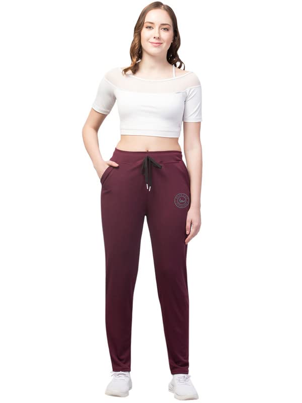Image of BLUECON Women's Plain Solid Regular Fit Straight Leg Open Bottom Polyester Track Pant /Plazo Pant with Brand Logo