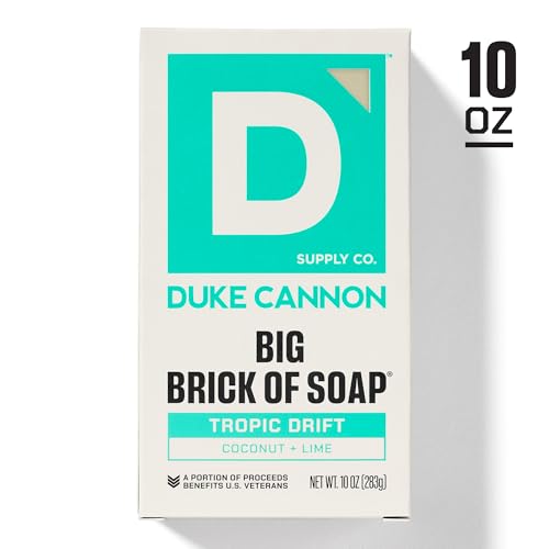 Image of Duke Cannon Big Brick of Soap Tropic Drift 3 Pack - Large 10 oz Men's Bar Soap with Coconut & Lime Scent, Triple-Milled Long-Lasting Body Soap for Daily Shower Use