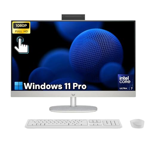 Image of HP All-in-One Touchscreen Desktop Computer - Windows 11 Pro, 27 inch FHD Anti-Glare LED Touch Display, Intel 12-Core Ultra-7 155U, Adjustable Height, Wi-Fi 6, FHD IR Camera, 64 GB DDR5 RAM | 1 TB SSD