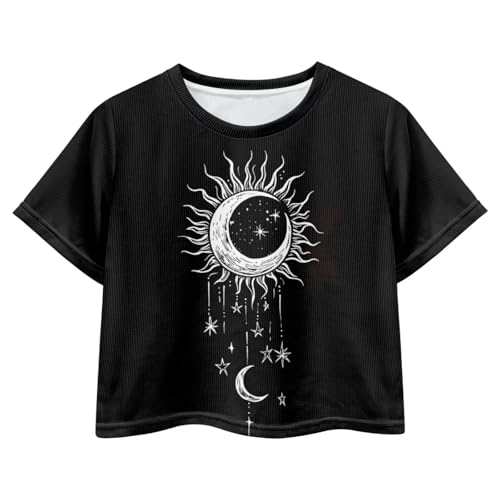 Image of Kids T Shirt Short Sleeve Crop Tops for Girls Summer Clothes Pullover Tees Shirt 5-14