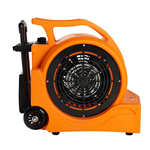 MOUNTO 3-Speed 1Hp 4000 Plus CFM Monster Air Mover Floor Carpet Dryers with Handle Wheelkit (Orange)
