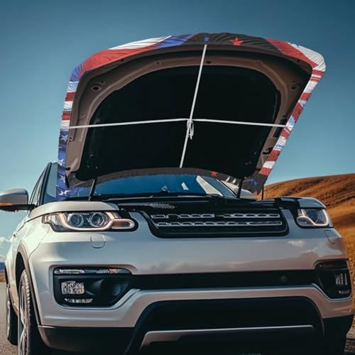 Image of Car Hood Cover Car Hood Wraps American Flag Bald Eagle Auto Banner Stretchable Auto Decorative Accessories for Compact Sedans SUV Trucks (59x39 Inch)