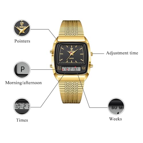 Montre analogique à quartz lisible et robuste avec double affichage