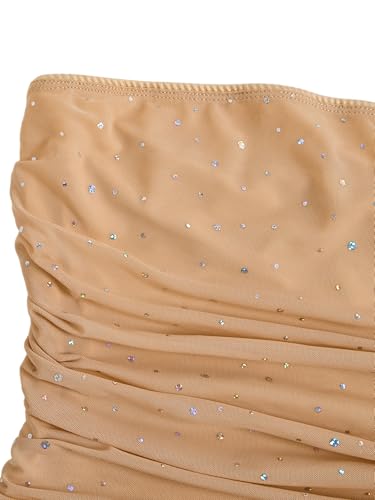 Image of Floerns Women's Rhinestone Sleeveless Bandeau Party Corset Strapless Tube Sequin Top
