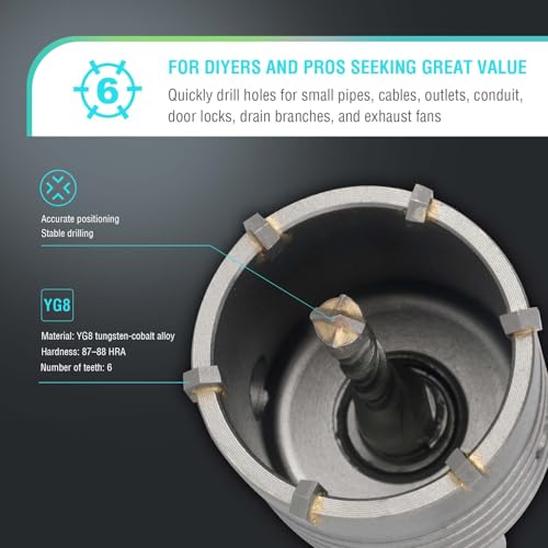 Image of BINOTA 55 mm (2-3 /16 inch) Concrete Hole Saw with SDS-Plus Shank | Tungsten carbide drill bit; SDS-Plus shank (220 mm); Cross-type center drill; Dry drilling for concrete /brick /stone /masonry