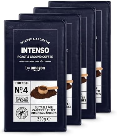 by Amazon Ground Coffee Caffè Intenso, Light Roast,1kg (4 Packs o...