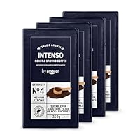 by Amazon Ground Coffee Caff Intenso, Light Roast,1kg (4 Packs of 250g) - Rainforest Alliance Certified