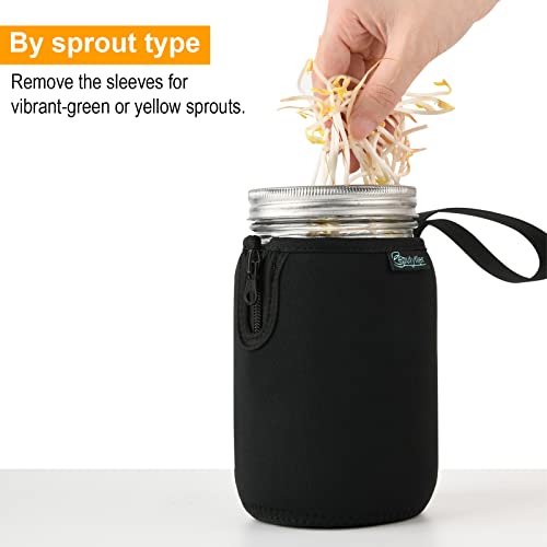 Beautyflier Mason Jars 32Oz Wide Mouth Sleeve Regular Mouth Mason Jars Insulators Drinking Glass Coolers Sprouting Jars Blackout Sleeve (Black) #TOP3