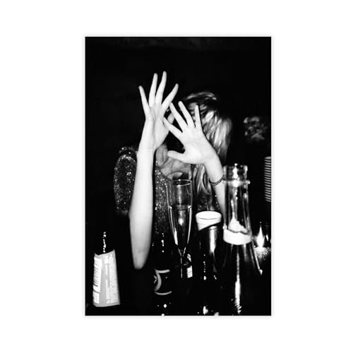 NFFBGFD Stampa artistica da parete in bianco e nero, stile vintage, da bar, 20 x 30 cm