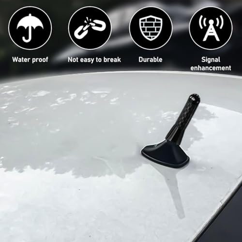 Image of STHIRA Car Short Antenna Decorative Car Antenna, 1.37 inch Sporty Carbon Fiber Stubby Antennas for Roof, Car Trunk | Quick FM Reception Boost, Reduced Wind Drag, Carbon Fiber Build, Easy Roof Mount, Daily Drive Ready