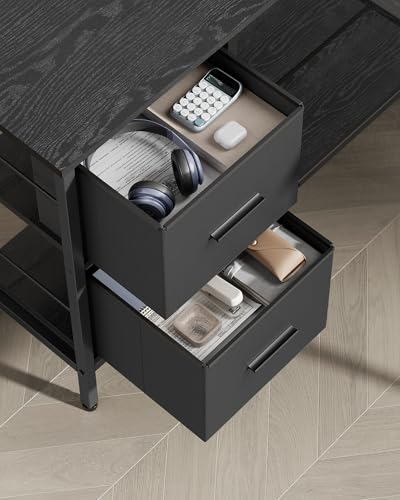 VASAGLE L-vormig bureau, 2 ruime laden, computertafel met monitorstandaard, hoekbureau, gamingtafel met verstelbare plank, voor thuiskantoor - Afbeelding 5