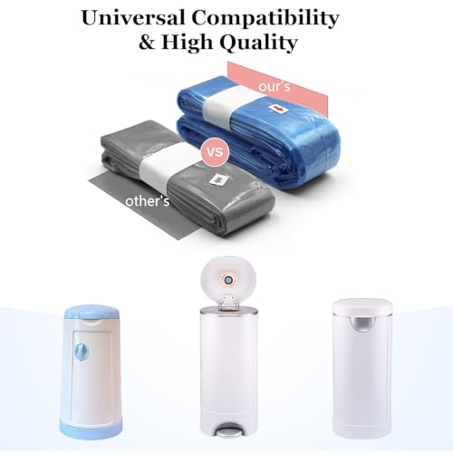 Image of Diaper Pail Refill Bags, Compatible with Genie Complete, Expressions (8 Pack) Pail Refills Unscented | Odor Blocking, Strong, Easy Replacement | Holds up to 2160 Newborn Diapers