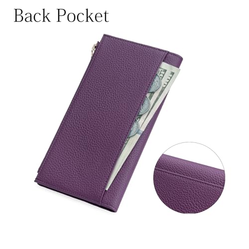 Image of GOIACII Slim Wallets for Women Rfid Blocking Leather Wallet Purple | Credit Card Holder with Zip Pocket, Bifold Wallet,Vegan Leather,Ladies Clutch Purse,Compact Size,Flat Women Wallets