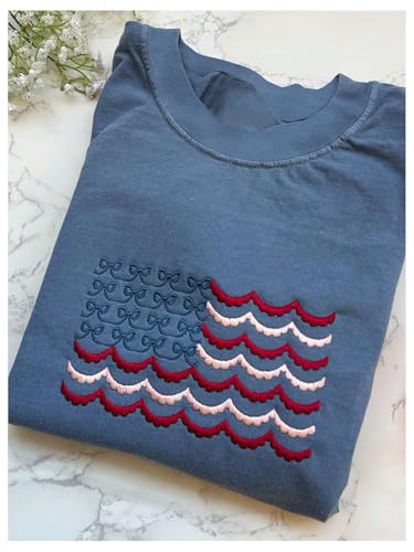 Image of RoseSeek Women's Cute Embroidered Tops Crew Neck Short Sleeve T Shirts Casual Going Out Tops