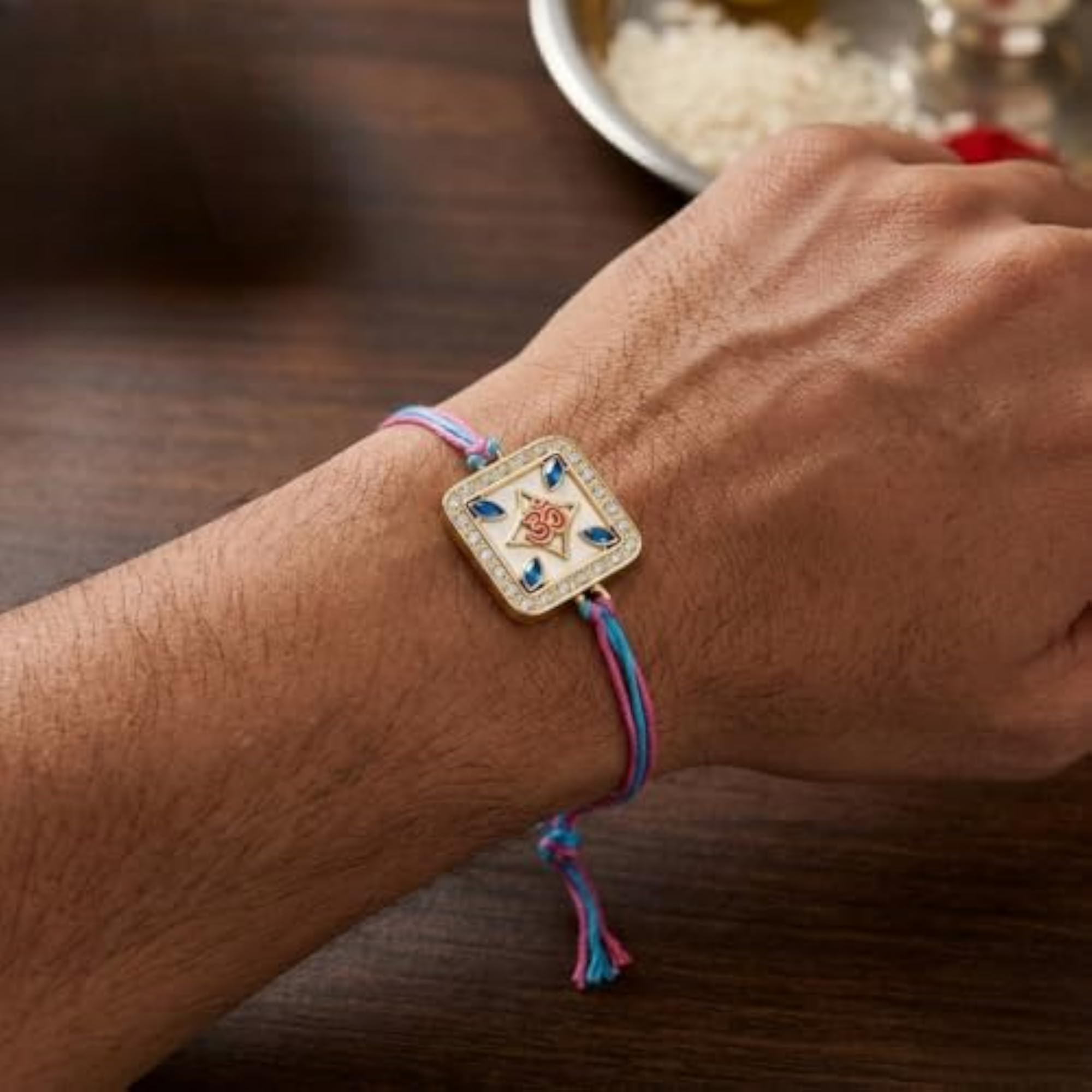 Crystals Studied Divine Om Rakhi for Brother