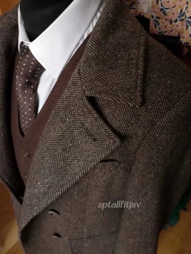 Mens Trench Coat Tweed Overcoat for Men Vintage Herringbone Mens Coat Long Winter Jacket Men Pea Coat2