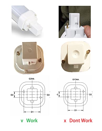 E-Simpo 12Pcs G24D To E26/E27 Adapter(Not Gy24D) 2P Cfl Socket Adapter 21.8Mm G24 To E26/E27, Gx24D To E27 Lamp Base Converter, Rohs. 2P In Cross,Need Bypass The Ballast! (12-Pack) #TOP1