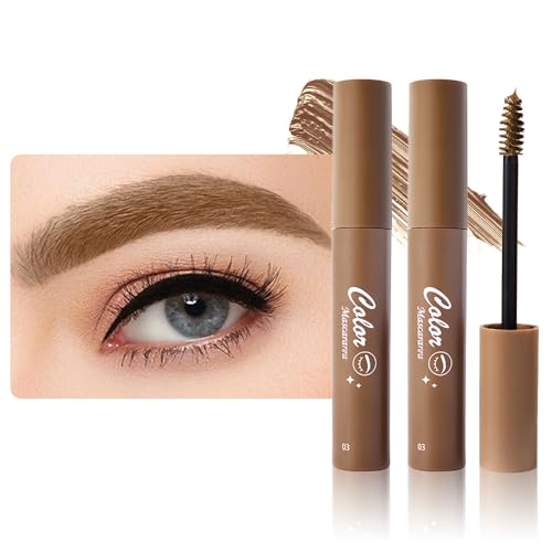 BINGBRUSH 2Pcs- Eyebrow Brown Mascara Tinted Thickening,Brow Fast Sculpt,Waterproof, Transfer-proof, Brush to Fill in Eyebrows and Cover Gray Hairs - Cruelty Free (03# Light Brown)