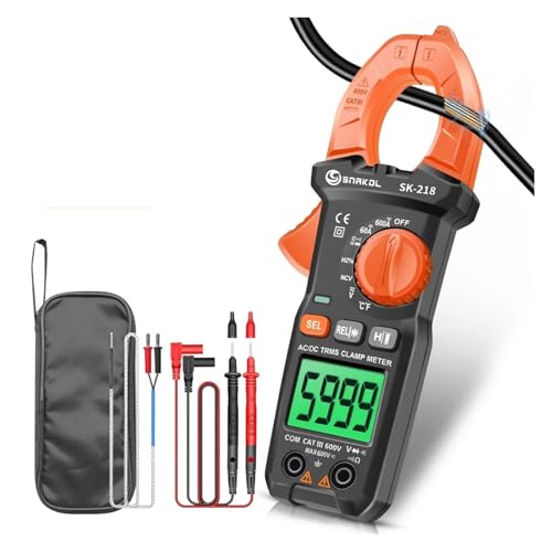 デジタルクランプメーター 600A AC DC電流 5999カウント True RMS マルチメーター 電流計 電圧テスター アンペア 静電容量 NCV オームテスト