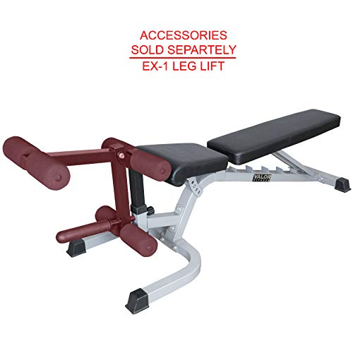 Valor Fitness DD Adjustable Flat, Incline, Decline Bench with Leg Support - 7 Position Back Pad, 4 Position Seat Pad, DD-4 Adjustable Bench