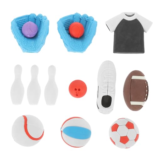 ERINGOGO 50個スポーツボール形消しゴム キッズ文房具 簡単消去 かわいいバ