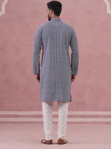 Image of Jompers Floral Embroidered Kurta With Churidar (Blue, L)
