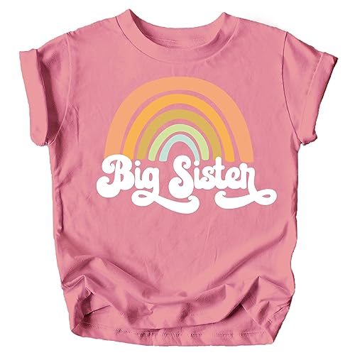 Big Sister Rainbow Big Sister Sibling Reveal Announcement Shirt for Baby and Toddler Girls Sibling Outfits