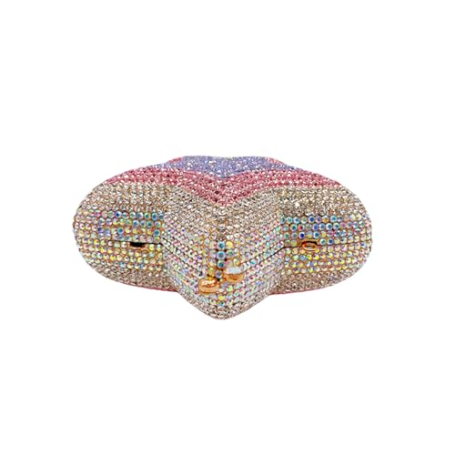 Image of Women Rhinestone Star Shape Clutch Purse Unique Crystal Evening Bag Luxury Chain Handbag for Wedding Cocktail Party | Rhinestone
