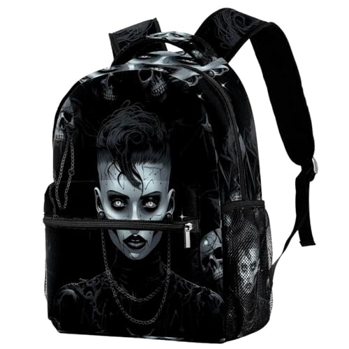 Sac à dos d'école punk noir résistant pour ranger toutes ses affaires