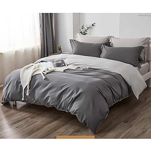 Housse de couette 100% coton gris parure de lit premium - 3