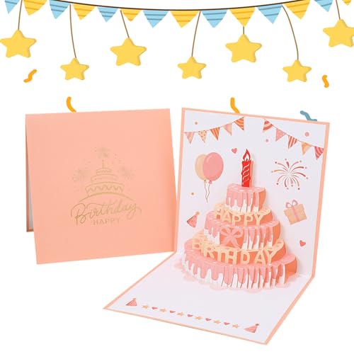 Lueear バースデーカード | Happy Birthdayミュージックポップアップカード - 妻、子供、姉妹、娘、男性、女性のためのグリーティングお祝いポストカード