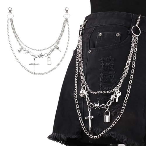Cadena corporal multicapa para bolsos de mano y vaqueros punk de chica 3