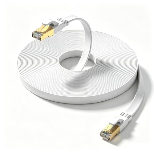 Câble Ethernet Cat 8 15m, câble réseau LAN Internet haute vitesse pour usage intensif en extérieur et en intérieur, cordon de raccordement SFTP plaqué or RJ45 40 Gbps 2000 MHz, pour modem/routeur/jeux