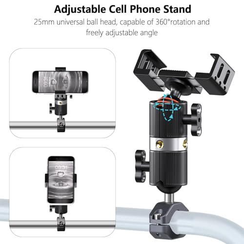 Image of Aluminum Phone Mount with 1 inch Ball Head - Compatible with RAM Mounts B Size | Motorcycle /Bike /UTV Phone Holder for 1.9 inch-3.6 inch Smartphones, Anti-Vibration & Anti-Drop, Durable Alloy Clip