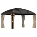 Produktbild Outsunny Pavillon mit Hardtop, 4x3 m Wasserdicht Stabil Winterfest Gartenpavillon mit Moskitonetz, Haken, Seitenteile, Bogendach, Garten-Pavillon aus Aluminium, für Garten, Terrasse, Braun