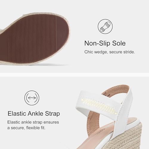 Image of Vepose Women's Open Toe Espadrille Wedge Sandals with Ankle Strap 881