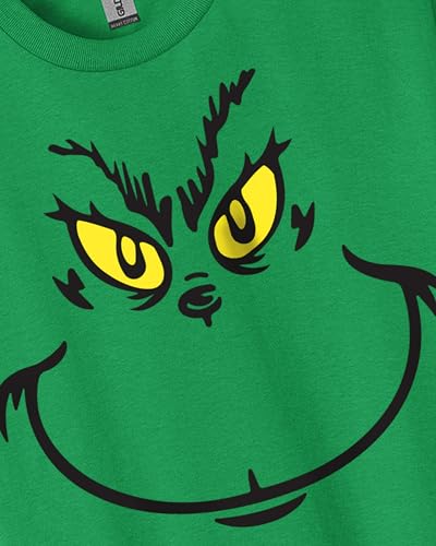 United BLVD Camiseta de Natal Grinch para adultos, gola redonda, manga curta, estampa engraçada, lin