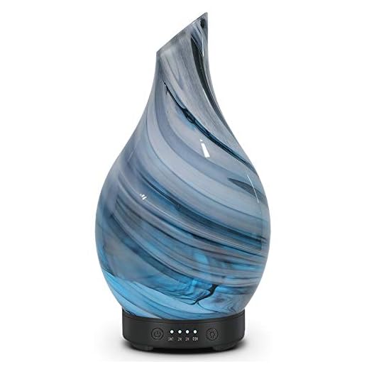 Essential Oil Diffuser 120ml Ultrasonic Aromatherapy Diffuser with Handmade Glass BPA Free Waterless Auto-Off, 4 Timer Setting 7 Colors Changed LED for Home Yoga Office