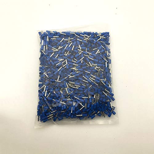 Davitu Terminals - 1000pcs VE6012 European cold terminal pin type copper wire ear tube terminal. - (Color: blue)