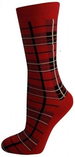 Ladies Womens Red Tartan Red Check socks