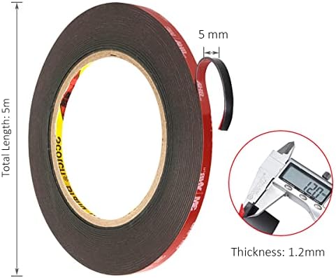 3M VHB Double Sided Tape Heavy Duty, Mounting Sticky Tapes Extra Strong Waterproof Automotive Foam Strips For Home and Office, 5m x 5mm
