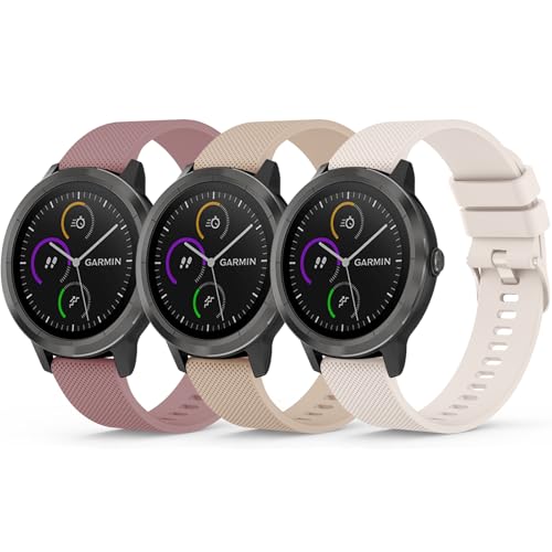 Yisica 3 Pieces Bracelet Compatible pour Garmin Vivoactive 3 /Vivoactive 3 Music/Venu, 20mm Sport Silicone Souple Bracelet avec Garmin Venu Sq/Sq 2/Venu 2 Plus...