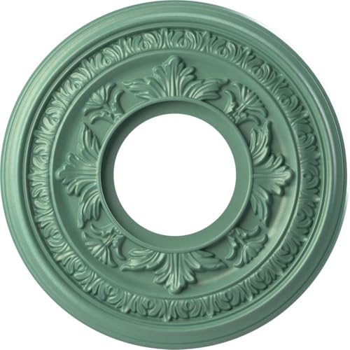 Image of Ekena Millwork CMP10BAFSM Baltimore Thermoformed PVC Ceiling Medallion (Fits Canopies up to 4 1 /4 inch), 10 inchOD x 3 1 /2 inchID x 3 /4 inchP, Universal Pearl Metallic Sea Mist