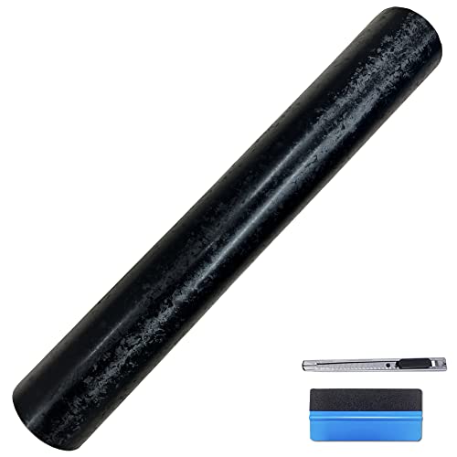 Image of LZLRUN Forged Matte Carbon Fiber Black Car Vinyl Wrap Film 1ft x 3.5ft | Frost black Icy flake forged carbon texture, With install tools, Air release, Self-adhesive, For car moto furniture laptop